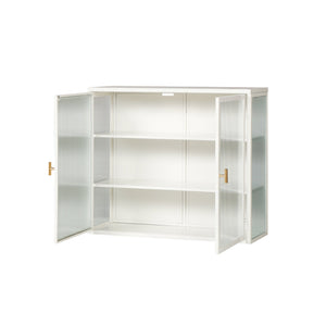 English Elm 27.56"Glass Modern Two-Door Wall Cabinet With Stylish Fluted Glass Doors For Organized Storage Solutions W757119328