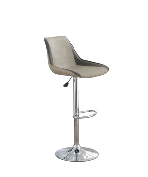 English Elm BAR BAR STOOL Light Gray Faux Leather Adjustable 20"x22" Pneumatic Lift Chromed Frame Modern Elegance B089127396