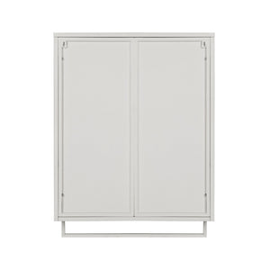 English Elm 23.62"Glass Modern Two-Door Wall Cabinet with Fluted Tempered Glass, Open Shelf, Towel Rack, White, Sleek Storage W757119332