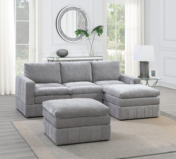 English Elm Contemporary 5-Piece Modular Sectional Set In Granite - Plush Comfort With Versatile Layout Options B011S00469