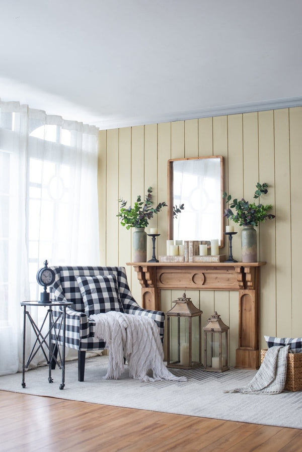 English Elm 24" Oval Fir Wood Framed Wall Mirror Rustic Farmhouse Accent for Entryway or Bath W2078126449