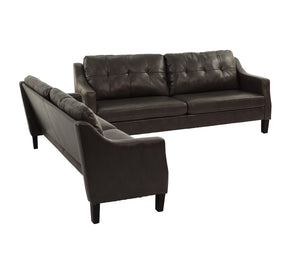 English Elm SOFA 2PC Dark Brown Faux Leather Set – 78" Sofa & 55" Loveseat, Gel Leatherette, Wood Frame Comfort B089S00171