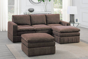 English Elm Contemporary 5-Piece Modular Sectional Set – Stylish Mink Fabric, Versatile Configurations & Comfort B011S00464