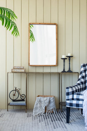 English Elm 24" Oval Fir Wood Framed Wall Mirror Rustic Farmhouse Accent for Entryway or Bath W2078126449