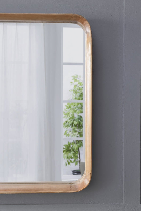 English Elm 32"x32" Pine Wood Framed Square Wall Mirror Organic Minimal Style for Any Room W2078126453