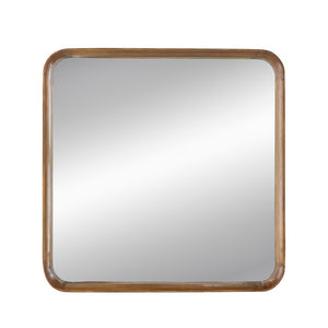 English Elm 32"x32" Pine Wood Framed Square Wall Mirror Organic Minimal Style for Any Room W2078126453