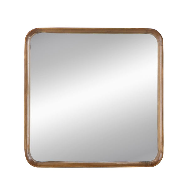 English Elm 32"x32" Pine Wood Framed Square Wall Mirror Organic Minimal Style for Any Room W2078126453