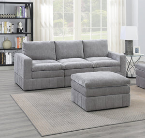 English Elm Contemporary 5-Piece Modular Sectional Set: Plush Granite Morgan Fabric For Versatile Living Spaces B011S00468