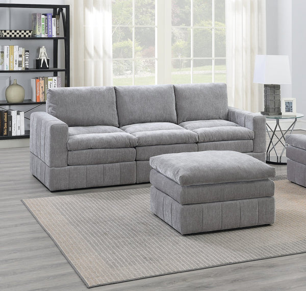 English Elm Contemporary 5-Piece Modular Sectional Set: Plush Granite Morgan Fabric For Versatile Living Spaces B011S00468