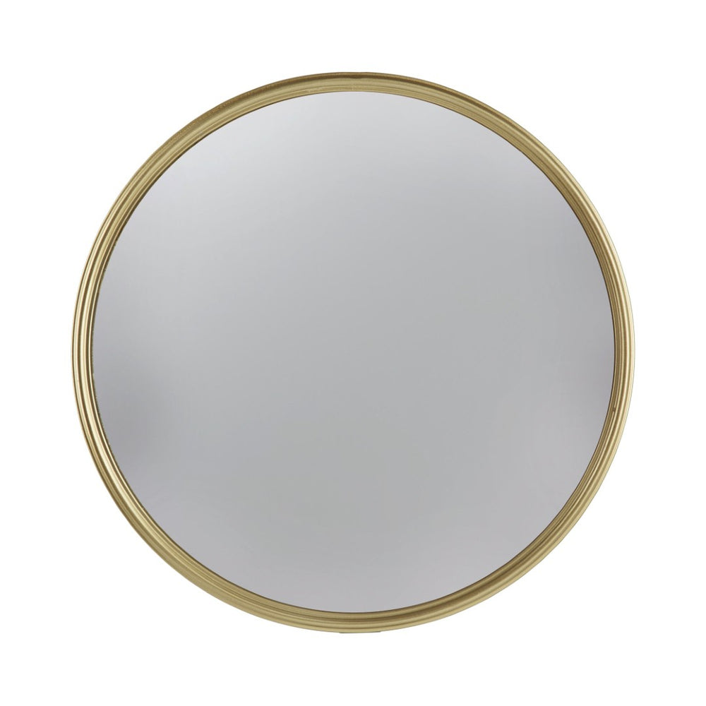 English Elm D15" Gold Iron Frame Convex Round Wall Mirror Sculptural Accent for Any Room W2078126760