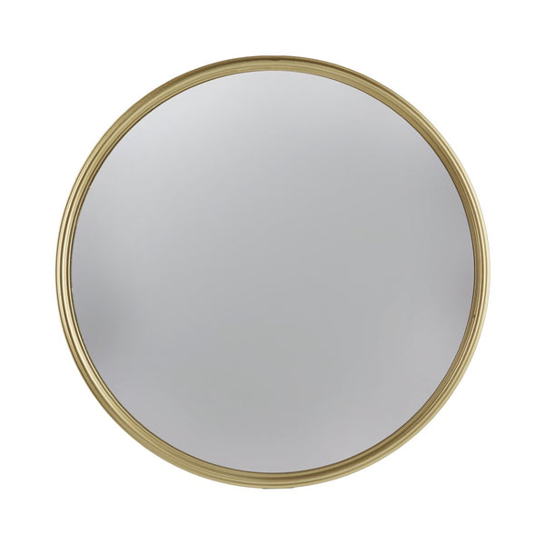 English Elm D15" Gold Iron Frame Convex Round Wall Mirror Sculptural Accent for Any Room W2078126760