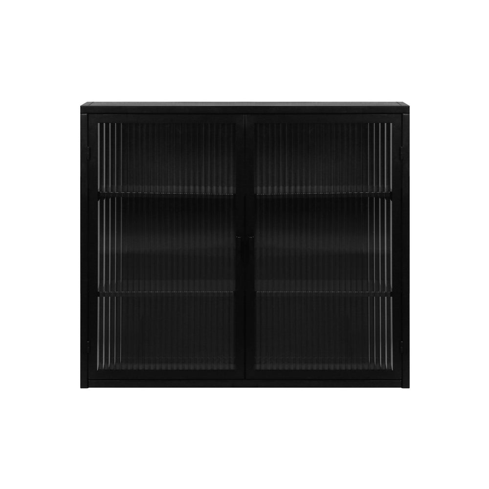 English Elm 27.56"Glass Modern Two-Door Wall Cabinet – Stylish Three-Tier Storage For Entryway, Living Room, And More W757119327
