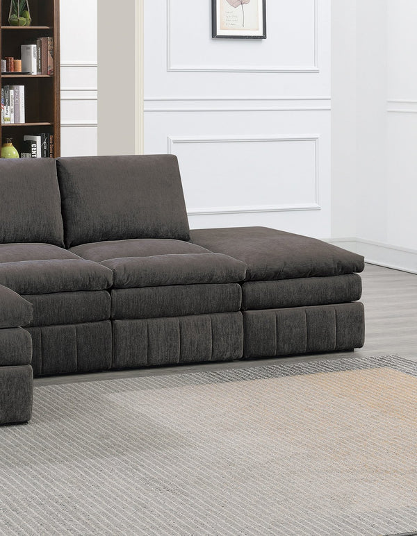 English Elm Contemporary 5-Piece Modular Sectional Set - Plush Comfort In Mink Fabric For Versatile Living Spaces B011S00465