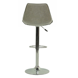 English Elm BAR BAR STOOL Light Gray Faux Leather Adjustable 20"x22" Pneumatic Lift Chromed Frame Modern Elegance B089127396