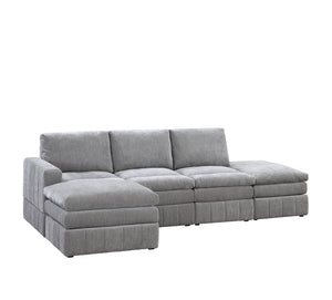 English Elm Contemporary 5-Piece Modular Sectional Set In Granite - Versatile Plush Seating For Modern Living Rooms B011S00470