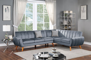 English Elm SECTIONAL Plush Velvet 2-Piece Sofa Set with RAF Chaise and Solid Wood Frame, Spacious Comfort Dark Gray 85 L x 33 W x 26 H B089S00163