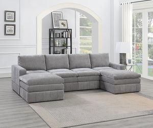 English Elm Contemporary 6-Piece Modular Sectional Set In Granite – Plush Morgan Fabric, Customizable Comfort & Style B011S00466