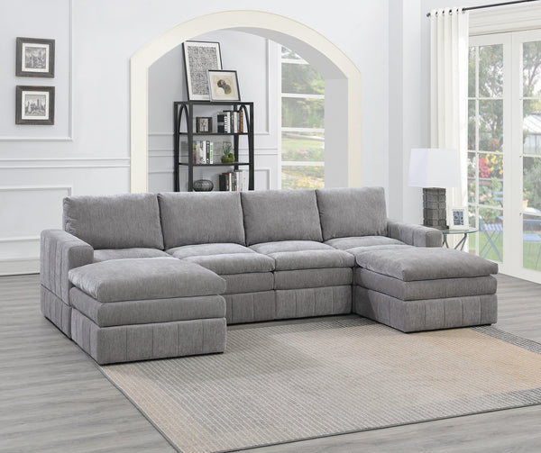 English Elm Contemporary 6-Piece Modular Sectional Set In Granite – Plush Morgan Fabric, Customizable Comfort & Style B011S00466