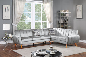 English Elm SECTIONAL Plush 2PC Velvet Sofa in Light Gray — 111"W x 85"D x 33"H, Wood Frame, Modern Comfort Appeal B089S00165