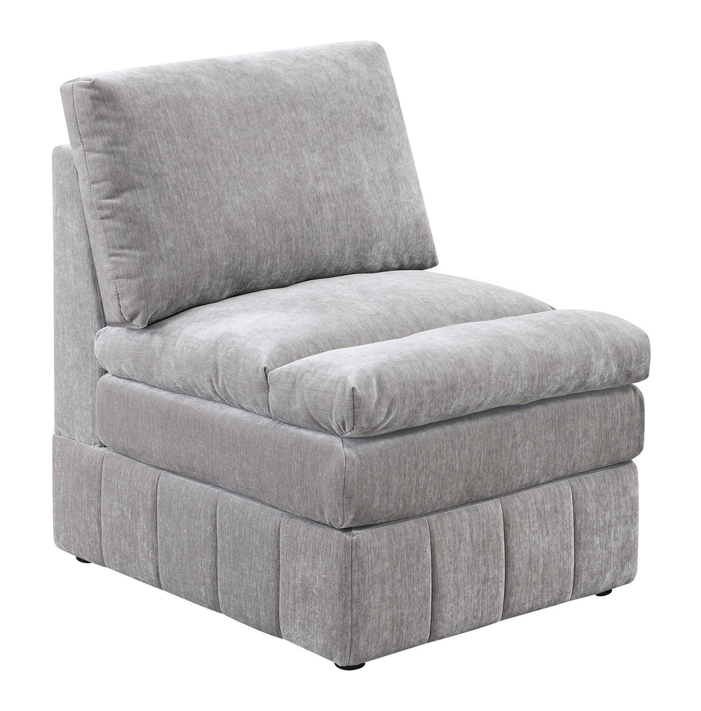 English Elm 1pc Armless Chair Modular Plush Triple-Tier Pillow-Top Sectional Seat in Granite Suede Fabric for Living Room Comfort and Style B011126790