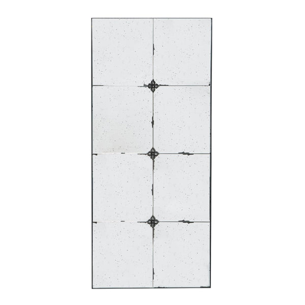 English Elm 21x47" Antiqued Glass Rectangular Wall Mirror with Floral Resin Corners for Entryway W2078126445