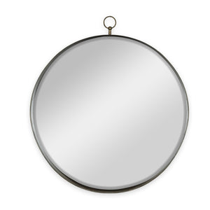 English Elm 30"x34" Gold Iron Round Wall Mirror Sculptural Ring Frame Glam Vanity Bedroom Accent W2078126763