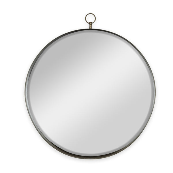 English Elm 30"x34" Gold Iron Round Wall Mirror Sculptural Ring Frame Glam Vanity Bedroom Accent W2078126763