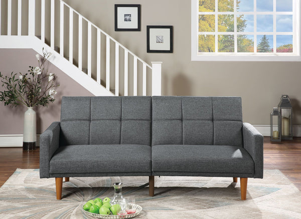 English Elm Adjustable Sofa: Modern Black Faux Leather Lounger For Versatile Comfort & Guest Accommodations B089127417