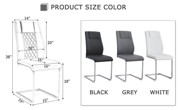 English Elm Modern Padded Dining Chair with Faux Leather Upholstery and Metal Legs — Comfortable, Easy Assembly, Floor-Protecting Feet, Set of 4 White W115168230