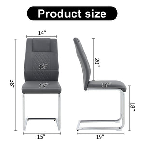 English Elm Modern Pu Leather Upholstered Dining Chairs Set of 8 with Chrome Metal Legs for Kitchen Grey W1151S00425