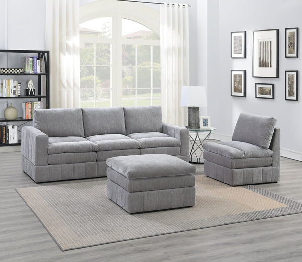 English Elm Contemporary 5-Piece Modular Sectional Set: Plush Granite Morgan Fabric For Versatile Living Spaces B011S00468