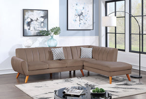 English Elm SECTIONAL Plush Velvet 2-Piece Sofa with RAF Chaise and Solid Wood Frame, 111"W x 33"H Stylish Light Brown 75 L x 33 W x 17 H B089S00161