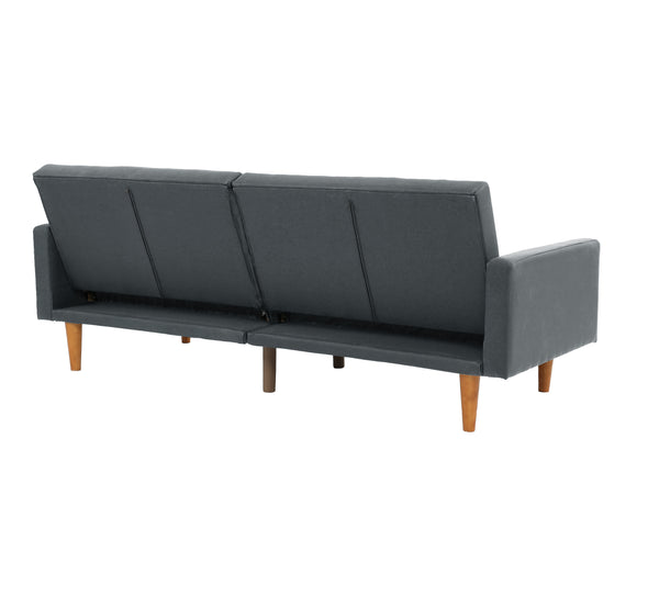 English Elm Adjustable Sofa: Modern Black Faux Leather Lounger For Versatile Comfort & Guest Accommodations B089127417