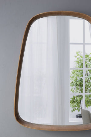 English Elm 27"x37" Organic Pine Wood Framed Wall Mirror Curved Silhouette for Modern Entryways W2078126452
