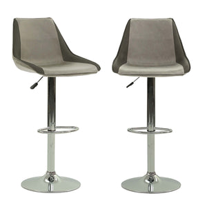 English Elm BAR BAR STOOL Light Gray Faux Leather Adjustable 20"x22" Pneumatic Lift Chromed Frame Modern Elegance B089127396