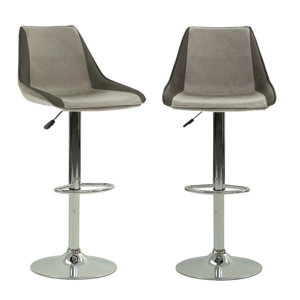 English Elm BAR BAR STOOL Light Gray Faux Leather Adjustable 20"x22" Pneumatic Lift Chromed Frame Modern Elegance B089127396