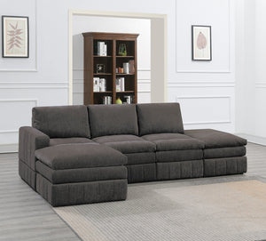 English Elm Contemporary 5-Piece Modular Sectional Set - Plush Comfort In Mink Fabric For Versatile Living Spaces B011S00465