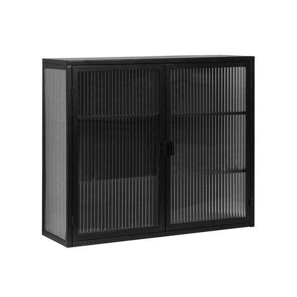 English Elm 27.56"Glass Modern Two-Door Wall Cabinet – Stylish Three-Tier Storage For Entryway, Living Room, And More W757119327