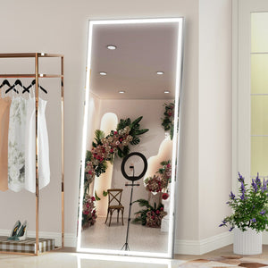 English Elm 72X32 Oversized LED Bathroom Mirror with 3-Mode Touch Light, IP44 Waterproof Aluminum Frame, Silver W708115598
