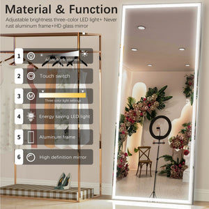 English Elm 72X32 Oversized LED Bathroom Mirror with 3-Mode Touch Light, IP44 Waterproof Aluminum Frame, Silver W708115598