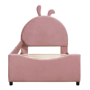 English Elm Twin Upholstered Daybed with Plush Rabbit Ear Headboard, Pink Velvet, Mid-Century Splayed Legs, 250lb Capacity WF308907AAH