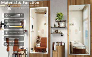 English Elm 72X32 Oversized LED Bathroom Mirror with 3-Mode Touch Light, IP44 Waterproof Aluminum Frame, Silver W708115598