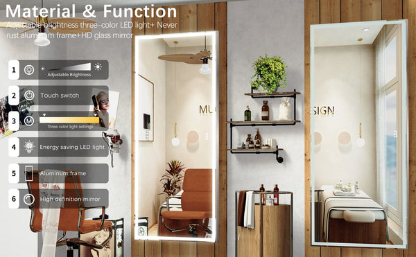 English Elm 72X32 Oversized LED Bathroom Mirror with 3-Mode Touch Light, IP44 Waterproof Aluminum Frame, Silver W708115598