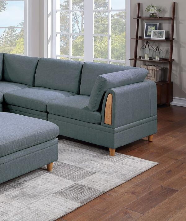 English Elm Contemporary 6-Piece Modular Sectional Sofa Set In Steel Grey Dorris Fabric – Versatile Comfort & Style B011S00481