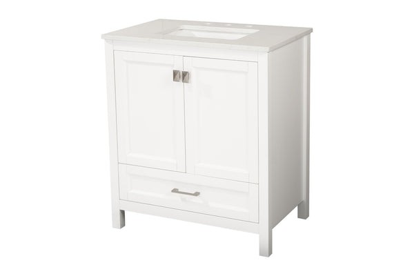 English Elm Cabinet Shaker Style Bathroom Vanity Solid Wood Frame with Soft Close Drawers W1573125212