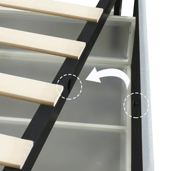 English Elm Liv Queen Boucle Upholstered Platform Bed with 4-Drawer Storage, Curved Tufted Headboard, Durable Frame B083140464