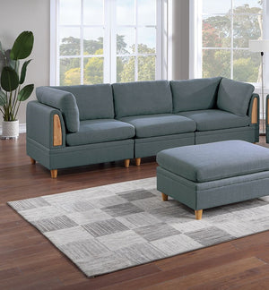 English Elm Contemporary 7-Piece Sectional Sofa Set In Steel Grey Dorris Fabric - Modular Comfort & Style! B011S00480