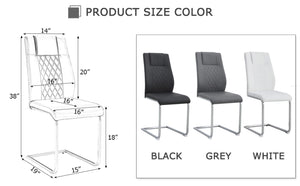English Elm Modern Pu Leather Upholstered Dining Chairs Set of 8 with Chrome Metal Legs for Kitchen Black W1151S00423