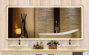 English Elm 72X32 Oversized LED Bathroom Mirror with 3-Mode Touch Light, IP44 Waterproof Aluminum Frame, Silver W708115598