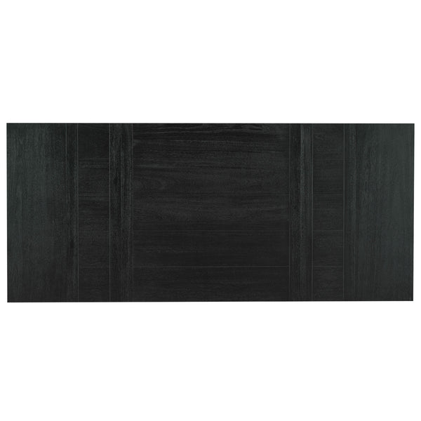 English Elm TOPMAX 82-inch Farmhouse Extendable Dining Set with Two 11" Removable Leaves, Upholstered Seats and Bench Black N717S000023B